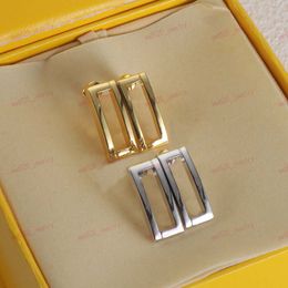 Classic letter silver/gold earrings, stylish designer earrings, brass with 925 silver needle, 2 colors to choose from