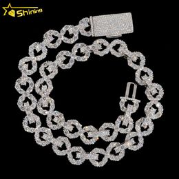 Estilo de rapper de jóias brilhantes 13 mm infinito Chain VVS Moissanite Diamond Colar Cuban Cuban