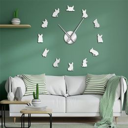 French Bulldog DIY Giant Wall Clock France Domestic Dog Large Modern Wall Clock Frenchie Wall Watch Dod Breeds Dog Lovers Gift 2102343