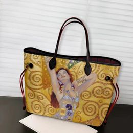 Evening Bags Travel PU Totes Bag Large Capacity Casual Women's Shoulder Fashion Oil Painting Design Adjustable Handbags Bolso Mujer 2024