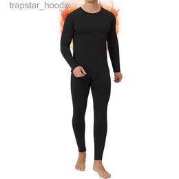 Men's Thermal Underwear Men Winter Thermal Underwear Sets Crew Neck Long Sles Long Johns Base Layer Set Top Bottom for Cold Weather Warm Clothes L231130