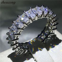 choucong Eternity Ring Princess cut Diamond 925 Sterling Silver Engagement Wedding Band Rings for women men Jewelry310z