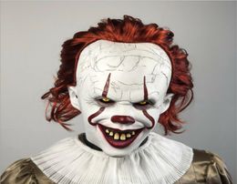 Full Head Latex Mask Horror Movie Stephen King039s It 2 Cosplay Pennywise Clown Joker LED Mask Halloween Party Props1247985