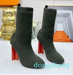 Für Damen, Stiefeletten mit blumenförmigem Absatz, Socken mit hohen Absätzen, Sneaker, Gummisohle