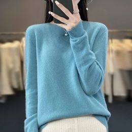 Women's Sweaters Autumn and winter ladies 100% pure wool first-line ready-to-wear O-neck warm classic solid Colour long-sleeved knit pullover 231130