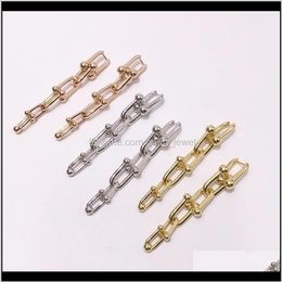 Stud Titanium Steel Fashion T Letter Section Six Circle Women U Long Paragraph Earrings Love Jewelry Xms2X288E