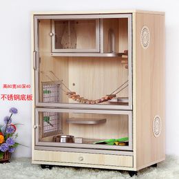 Supplies Totoro Cabinet Cage Solid Wood Imported Log Ecological Board Villa Living Pet Air Conditioner Cage Dating Cage