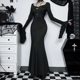 Casual Dresses Fishtail Dress Women Gothic Elegant Long Sleeve