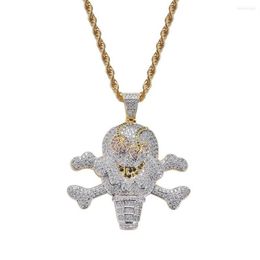 Pendant Necklaces Hip Hop Jewelry 18k Gold Plated Zirconia Simulated Diamond Iced Out Chain Pirate Cream Necklace For Men Charm Gi273F