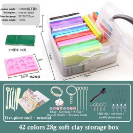 Clay Dough Modeling 32 Color 3D Plasticine Portable Box Creative Puzzle Tool Set Polymer Oven Bake 24pc Mold 231129