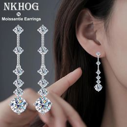 Stud Dangle Earrings For Women 3ct a Pair D Color VVS1 Diamond Long Tassel Ear Drops 925 Sterling Silver Fine Jewelry Gift 231129