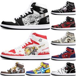 DIY exquisite anime characters antiskid basketball shoes 1s men women Customised comfortable classic fashionable light orange sneakers