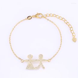 Charm Bracelets Three Colours Micro Pave Cubic Zirconia Boy And Girl Connector Bracelet Fit Girlfriend Gift Jewellery Making DIY Brass Metal