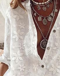 Women's Blouses Fashion Floral Pattern Long Sleeve Shirt Stand Collar Top Women 2023 Summer Plain Button Front Elegant Versatile Basic Wear