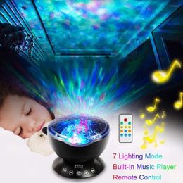 Night Lights Ocean Wave Projector LED Light Lamp Remote Control Timer 7 Modes TF Cards Music Speaker Kids Sleep Gift Bedroom Nightlight