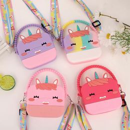 Cartoon Silicone Messenger Bag Kawaii Smile Unicorn Animals Head Handbag Girls Handbag Crossbody Bag Sweet Gift