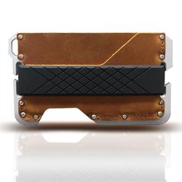 Card Holders Fashion Brand RFID Aluminium Metal Holder Business Minimalist Smart Wallet For Man Id Credit Badge 2021305O