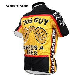 Man classic New Cycling Jersey This Guy Needs A Beer Men Bike Clothing Funny maillot ropa ciclismo Cycling Tops Stylish NOWGONOW307t