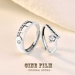Sterling Sier Videotapes Lovers Couple Rings VINTAGE Film Tape Wedding Promise Ring for Women Men Engagement Jewelry
