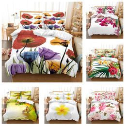 Bedding Sets Beautiful Flower Set Classic 3D Digital Printing Fashion Design Down Bed Cover Pillowcase Home Textile
