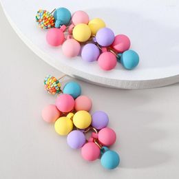 Hoop Earrings Boho Round Ball Tassel Dangle For Women 2023 Trend Luxury Design Colourful Beads Summer Party Acrylic Pendant Jewellery