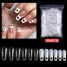 False Nails 504pcs Fake Tips Trendy Heart-shaped Hollow-out Full Cover Trapezoidal Nail Women Home DIY Manicure Supplies