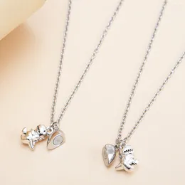 Pendant Necklaces 2 Pcs Couple Necklace Magnet Lover Heart Dinosaur Magnetic For Women Men Friendship Party Jewelry