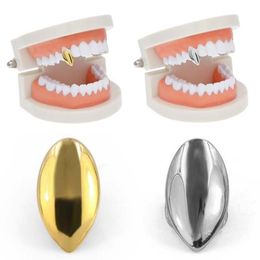 Hip Hop 14K Gold Plated Single Teeth Grills Custom Fangs Tooth Caps Vampire Fang for Halloween Party Jewelry Gift3026