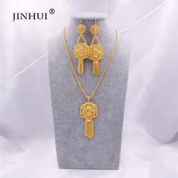 Dubai jewelry sets Gold Necklace Pendant Earring set for women African France Indian wedding Party 24K bridal jewelery set gifts 2204F