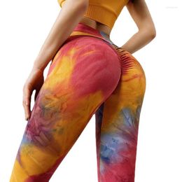 Active Pants 2023 Women Tie-dye Jacquard Bubble High Waisted Ruched BuLift Textured Scrunch Booty Tights Sport Yoga Leggings