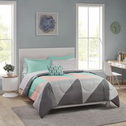 Bedding sets Mainstays Grey and Teal Geometric 8 Piece Bed in a Bag Comforter Set With Sheets Full 231129