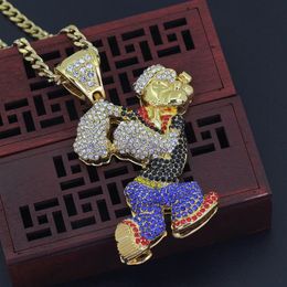 p Hop Necklace Jewelry Gold Cuban Chain Game Cartoon Iced Out Pendant Necklace For Men257D