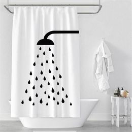 Waterproof Thicken White Polyester Shower Curtains Minimalist Bathroom Curtains Shower Head Print Bath Shower Curtain234H