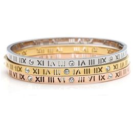 Delicate Smart Hollow Roman Numerals Bracelet Titanium Steel Bangle for Women Gift Fine Jewelry Pulseiras Top Quality301B