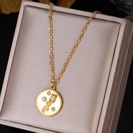 Pendant Necklaces 316L Stainless Steel Women Necklace High Quality Gold Colour Flower Chain Fashion Girl Party Body Jewellery Gift