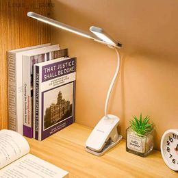 Book Lights Book Lights For Reading At Night In Bed Double Head Lamp 3 Colours Eye Caring Dimmable Long-lasting Battery Table Lamps For Use YQ231130