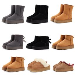 ug Australien Ultra Mini flauschige Tasman Schneestiefel Kind Männer Fell Plattform Luxus Designer Outdoor Knöchel Tazz Slipper Freizeitschuh Braun Damen Warmer Winterstiefel Mädchen Stiefeletten