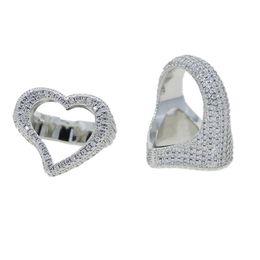 New Arrived Punk Style Heart Ring with Full Cz Stone Paved Hip Hop Rings for Men Boy Women Jewelry Whole2959