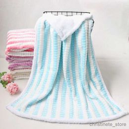 Blankets Swaddling 2 Layer 3D Fluffy Candy Strip New Genuine Baby Blanket Baby Swaddle Soft Baby Quilt Wrap Newborn Kids Bath Towel Bedding Diaper R231130