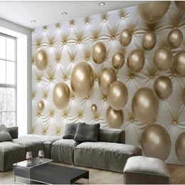 3d murals wallpaper for living room 3d stereo metal spherical soft bag modern TV background wall237o