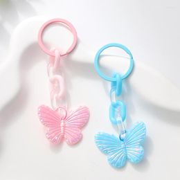 Keychains Cute Acrylic Resin Plastic Butterfly Flying Animals Key Ring Insect Pendants For Women Men Lovers Valentine's Day Gift