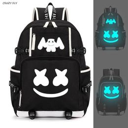 Marshmello Luminous USB Laptop Backpacks American Mystery DJ Student School Bag for Teenagers Men Women Girls Boys Book Bags New338g