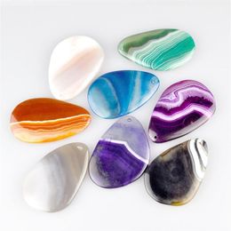 Natural Gem stones Semi Precious Stones Mix Stripe Agate Beads Pendant Tear Drop Agate Charms For Jewelry Necklace Making277G