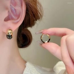 Hoop Earrings Dripping Oil Round Geometric Ear Buckle For Women Fashion Retro Simple Female Jewellery