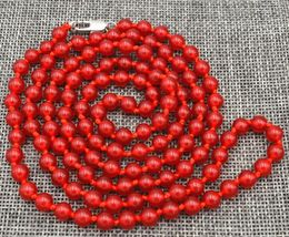 Chains Beautiful 6mm Brazil Red Ruby Beads Necklace 38 "
