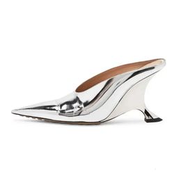 Slippers 2024 Summer Brand Fashion Design Strange High Heel Sandals for Woman B V Charming Comfort Big Size Shoes 43 231130