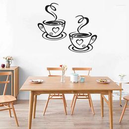 Wall Stickers Double Coffee Cups Sticker PVC Art Decals Adhesive Kitchen Room Decor ANDF889