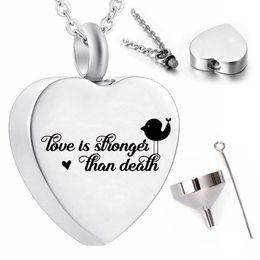 Cremation Jewellery for ashes pendant necklaces heart-shaped bird ashes urn keepsake commemorative pet-Love is stronger than death249j