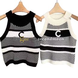 Contrast Color t Shirt Women Letters Print Vest Summer Sleeveless Tank Top Luxury Knitted Tees