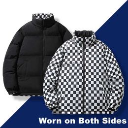 Men's Jackets Men's Plaid Down Jackets Worn on Both Sides Duck Down Puffer Jackets Fashion Windproof Thicken Warm Parkas Winter Coats L231130
